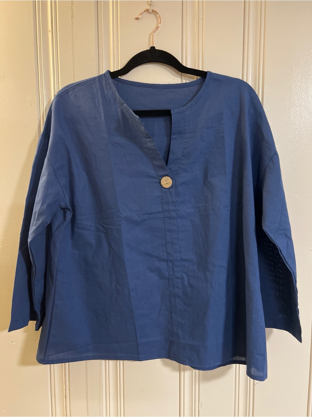 Blue Women's Button-Front Relaxed Top